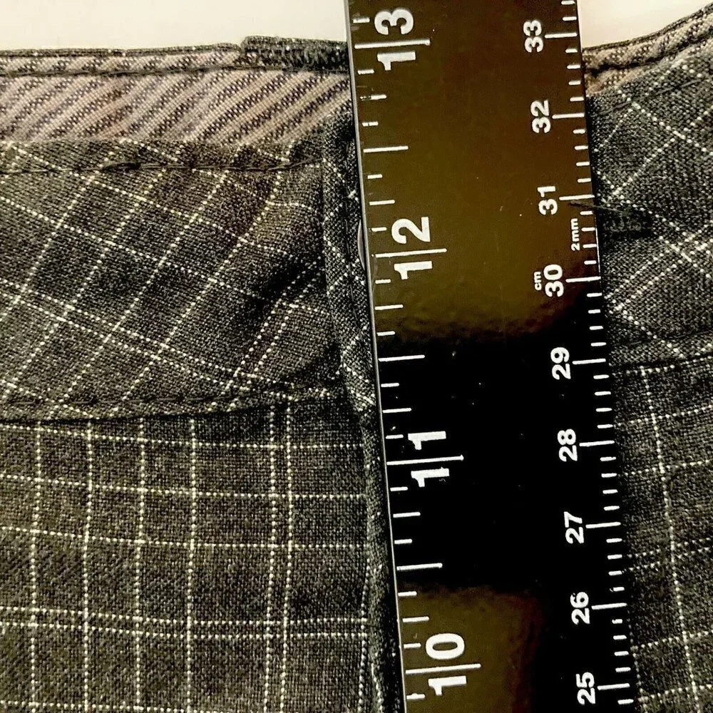O'Neill Gray Window Pane Plaid Mens 38 Flat Front Casual‎ Bermuda Golf Shorts
